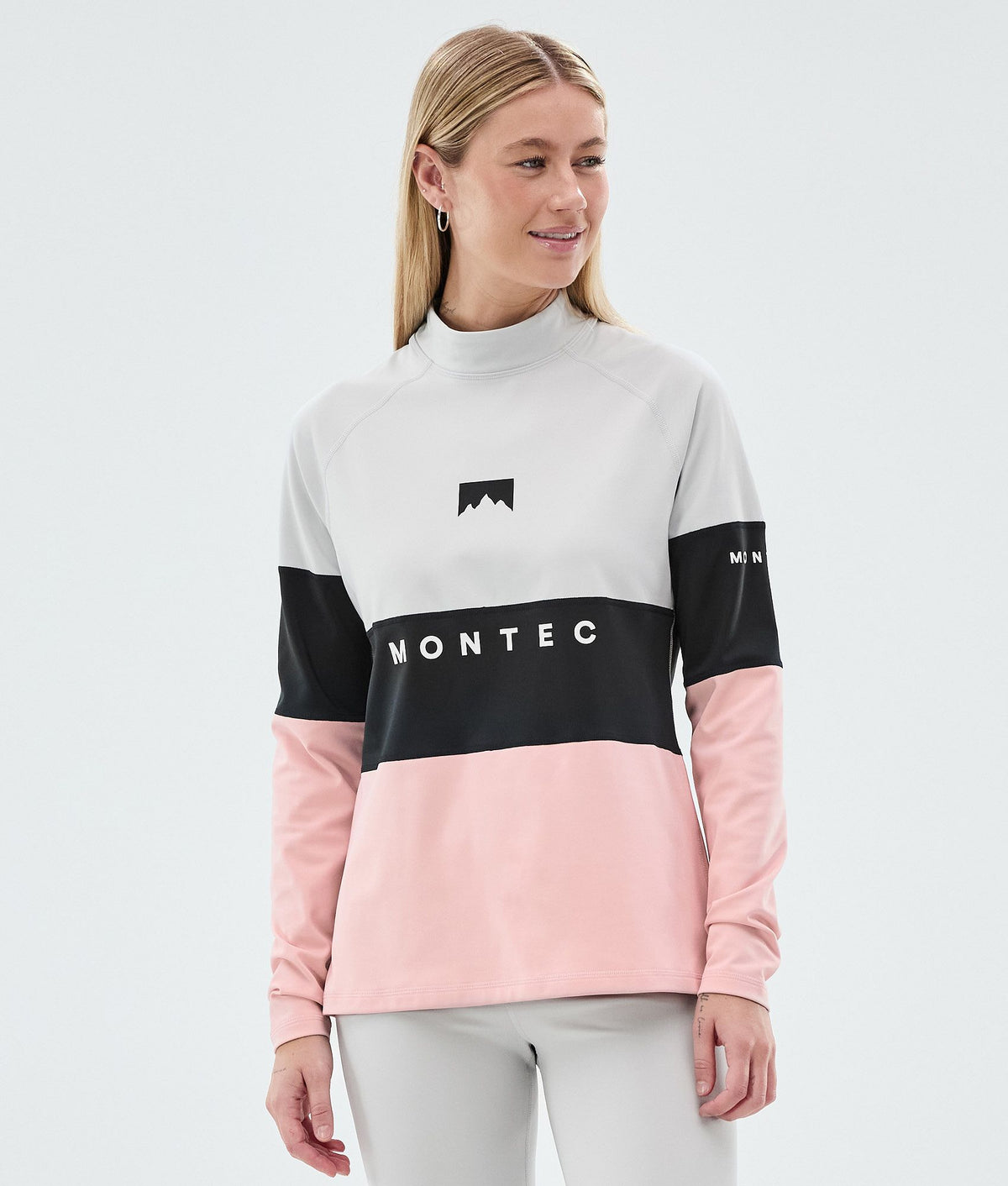 Montec Alpha W Base Layer Top Women Light Grey/Black/Soft Pink