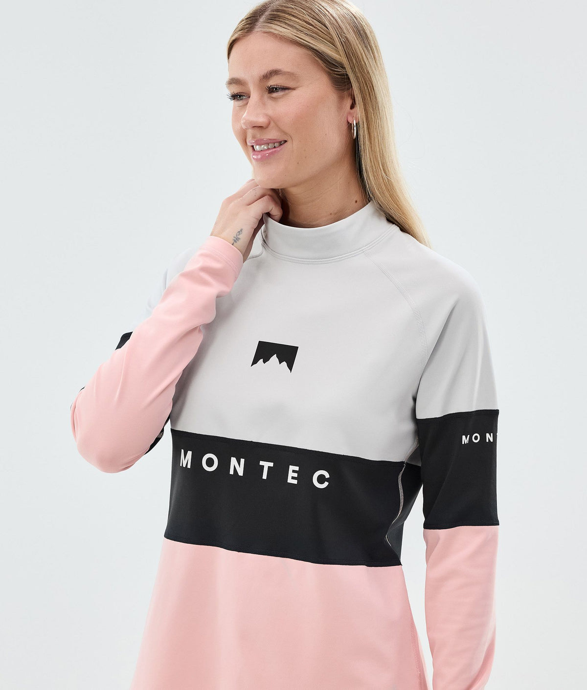Montec Alpha W Base Layer Top Women Light Grey/Black/Soft Pink