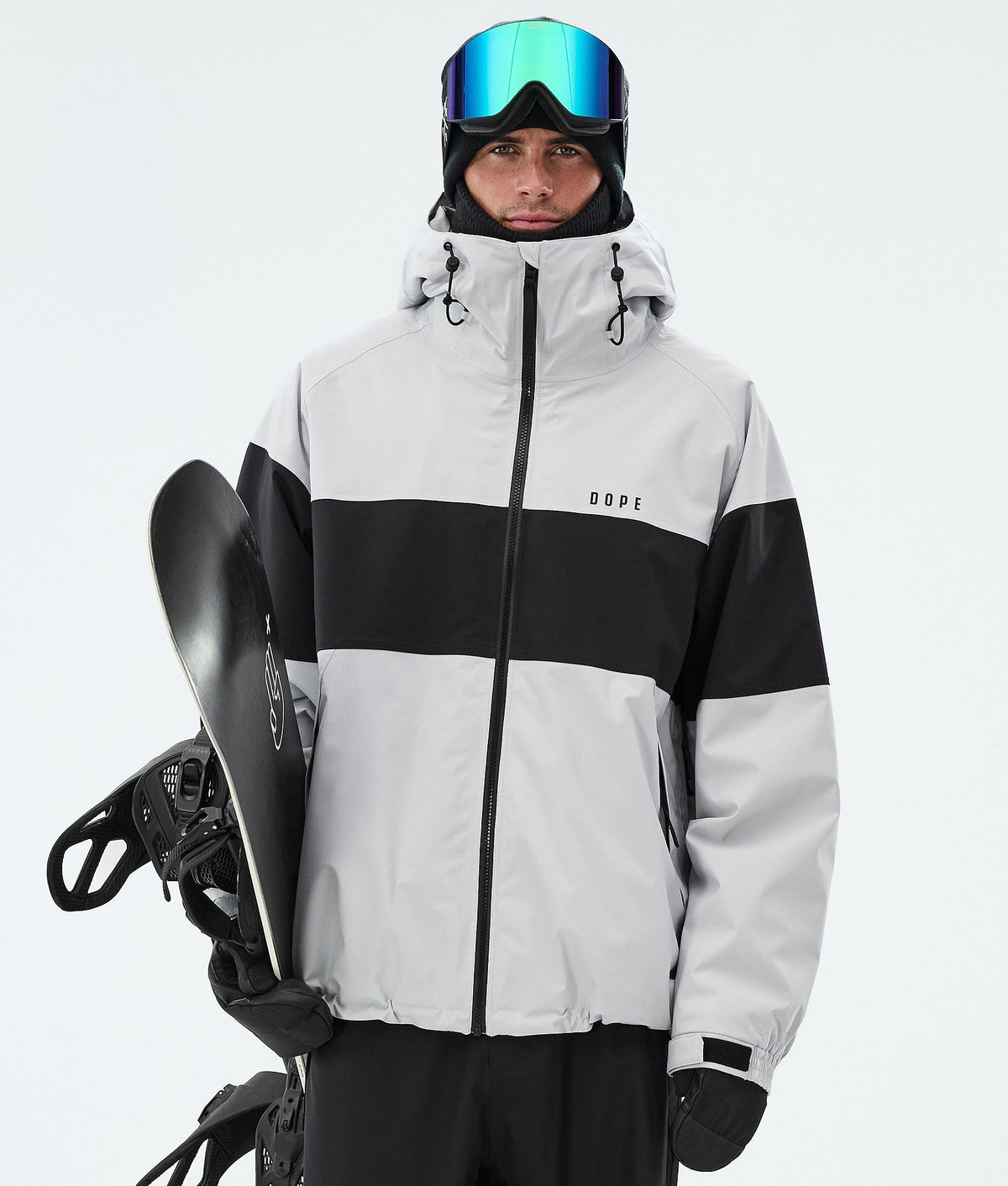 Dope Spartan Snowboard Jacket Men Stripe Light Grey/Black