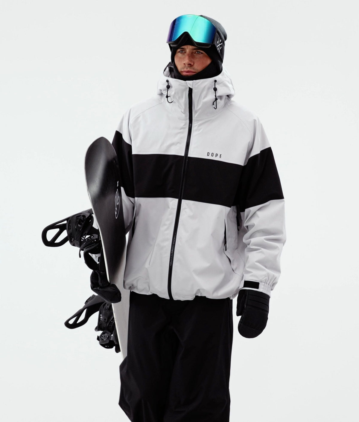 Dope Spartan Snowboard Jacket Men Stripe Light Grey/Black