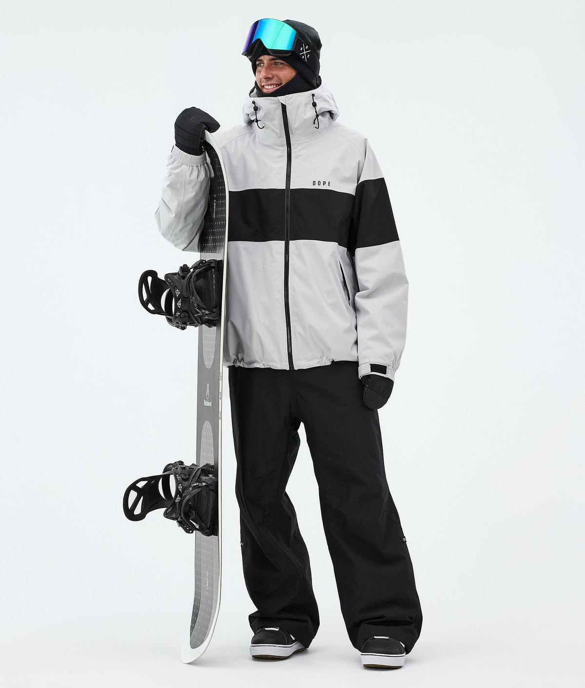 Dope Spartan Snowboard Jacket Men Stripe Light Grey/Black