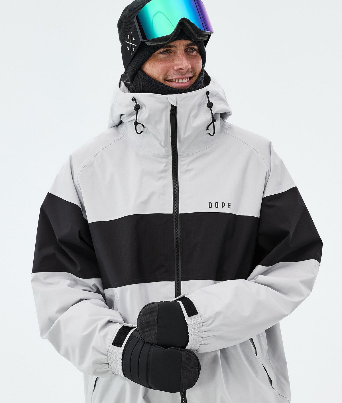 Dope Spartan Snowboard Jacket Men Stripe Light Grey/Black