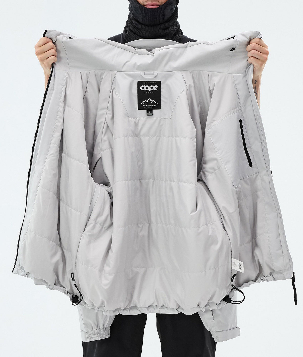 Dope Spartan Snowboard Jacket Men Stripe Light Grey/Black